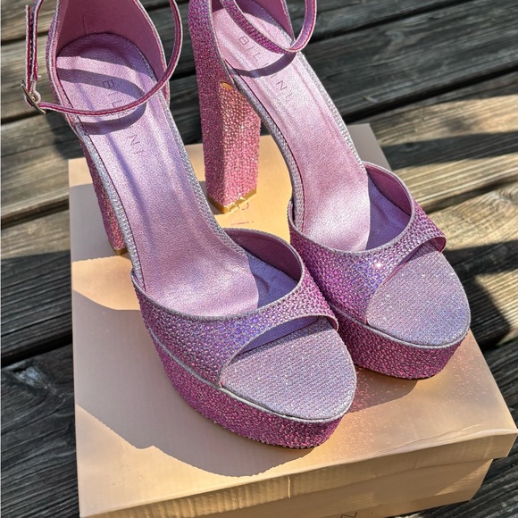 Pink Rhinestone Platform Heels - Picture 3 of 7